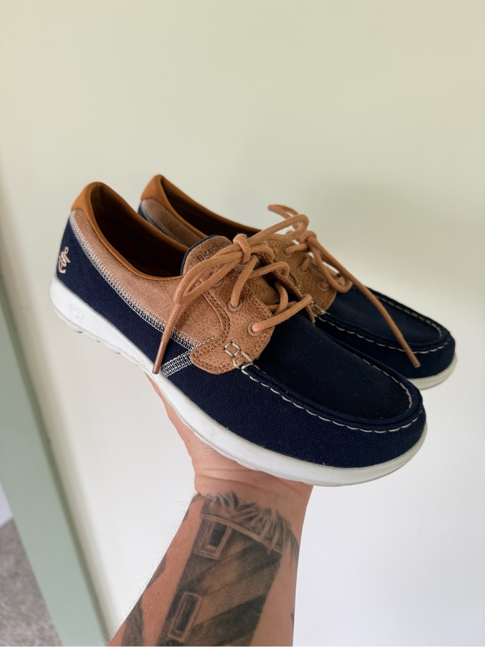Navy and Tan Boat Shoes - Classic Women's Deck Shoe